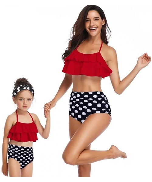 Tankinis Women Two Pieces Swimsuit Ruffle Swimwear Kids Girls Bikini Bathing Suit Mommy and Me Matching Family Beachwear Sets...