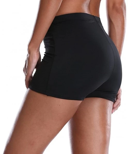 Bottoms Women Swim Shorts Boardshort Wide Waistband Boyshort Tankini Bottoms - Boardshorts/Black - CV180L7KCH4