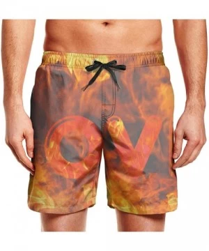 Board Shorts Men's Sportwear Quick Dry Board Shorts Lotus Flower with Alchemy Eye Swim Trunks - Love of Red - CU18QZ2W790