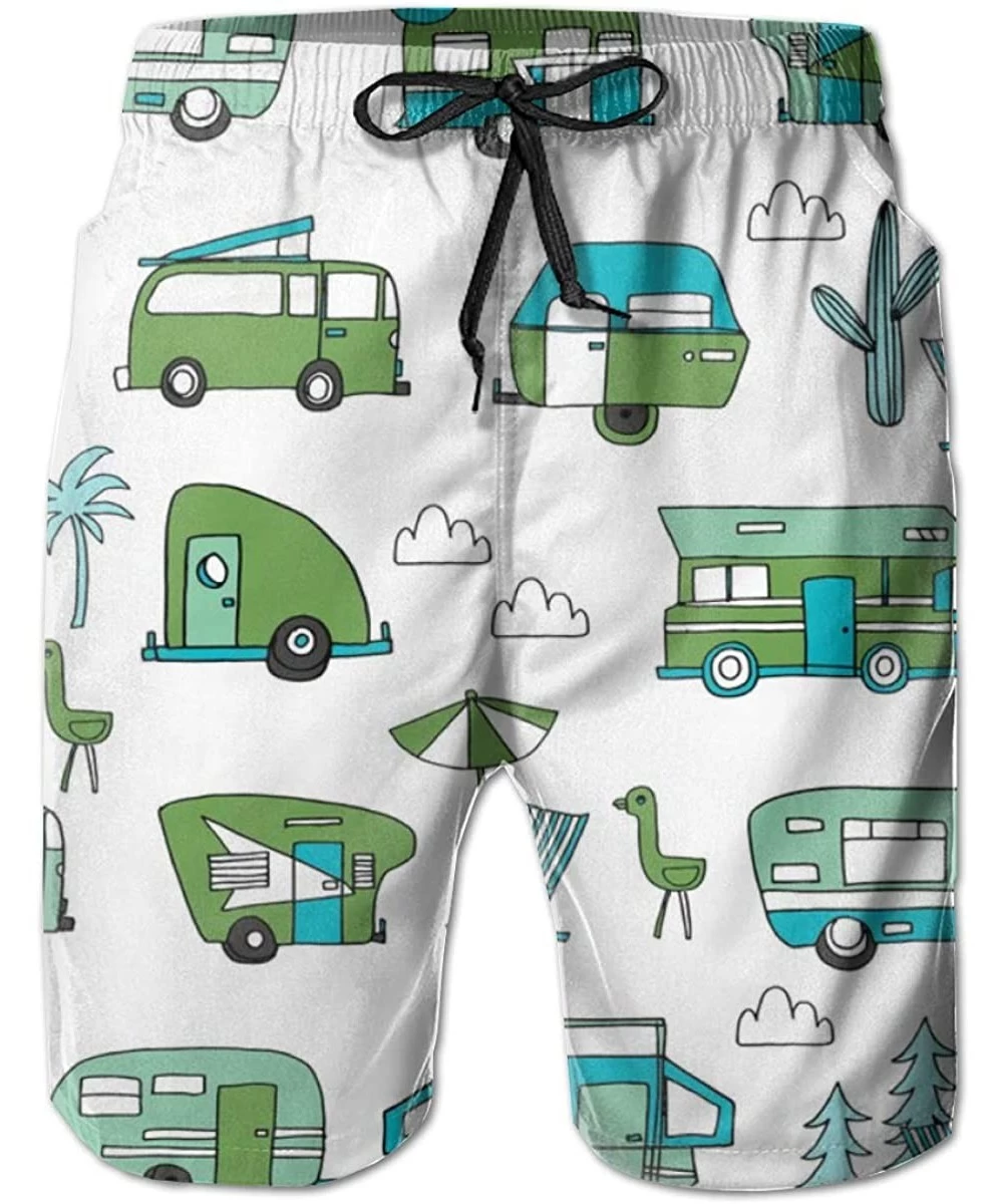 Board Shorts Men Fashion Swim Trunks Quick Dry Bathing Suits Board Shorts with Pocket - Camper Rv Road Trip Camper Van Campin...