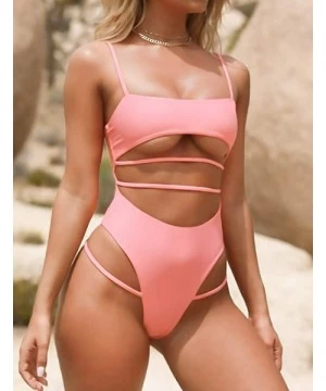 One-Pieces One Piece Swimsuits for Women Sexy Womens Bathing Suits Rave Bodysuit Clothes - Pink - CD19444ILA5