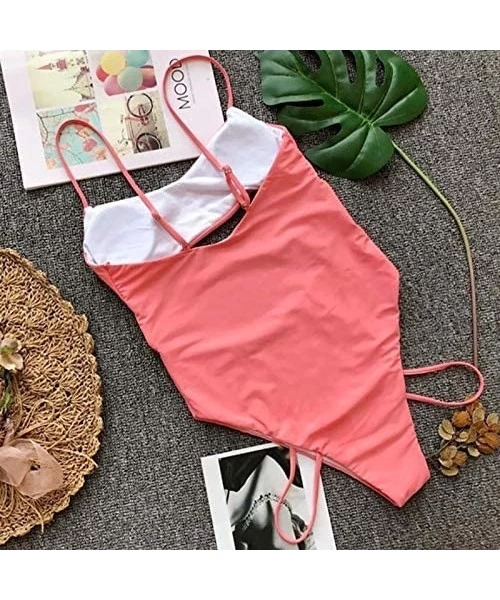 One-Pieces One Piece Swimsuits for Women Sexy Womens Bathing Suits Rave Bodysuit Clothes - Pink - CD19444ILA5