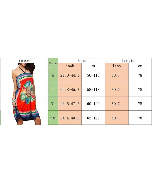 Cover-Ups Womens Summer Strapless Floral Print Bohemian Vintage Tube Wrapped Chest Casual Mini Dress Beachwear Cover up Blue ...