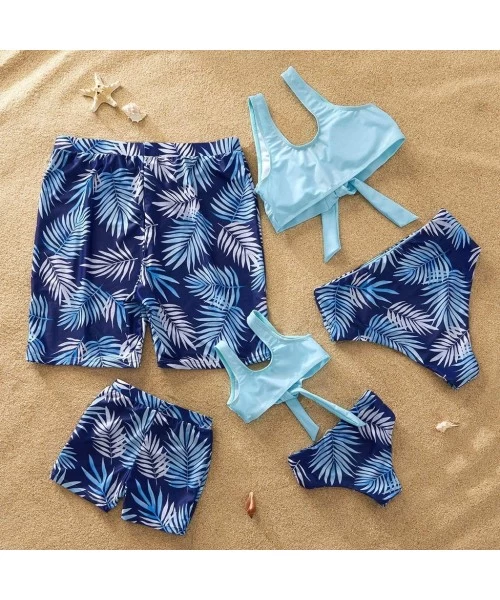 Sets Family Matching Swimwear Two Pieces Bikini Set 2020 Newest Printed Ruffles Mommy and Me Bathing Suits - CI18QIG6W6D