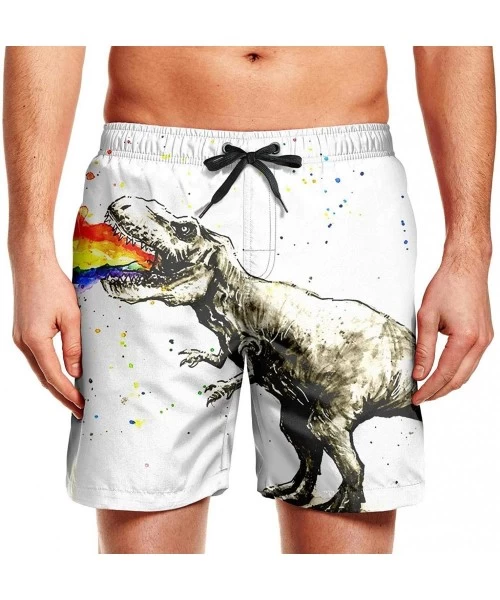 Trunks Mens Swim Trunks California Grizzly Quick Dry Printed Beach Shorts Casual - Colorful T Rex - CV18TKQ753W