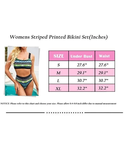 Sets Womens Striped Bikini Set Two Piece Swimsuits Push Up Bathing Suit Halter Bikini Swimwear - Yellow Flower - CT198QS0I7D