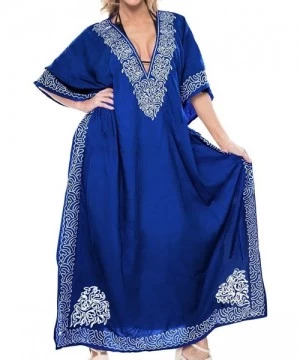 Cover-Ups Swimsuit Beach wear Bikini Cover up Women Summer Embroidery Dress - Summer Blue_l455 - CZ12ODP5OST