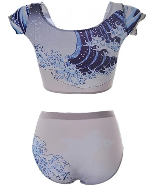 One-Pieces Women's Printed Shaping Body 2 Pieces Swimwear Corp Top + Bottom - Wave - C1184TCMH4S