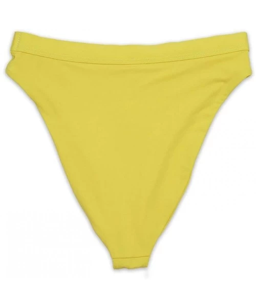 Tankinis Seamless Cheeky Coverage Hi-Waist Banded Bikini Bottom - Yellow - CW18LLOHM6Q