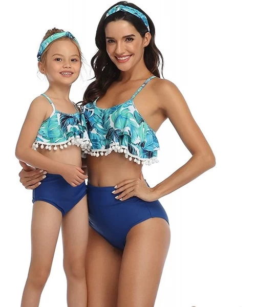 Sets Family Matching Swimsuit Womens Bathingsuit Girls Swimwear Mom and Me Matching Swimwear - Blue Tassel Boy - CT194OKYTAY