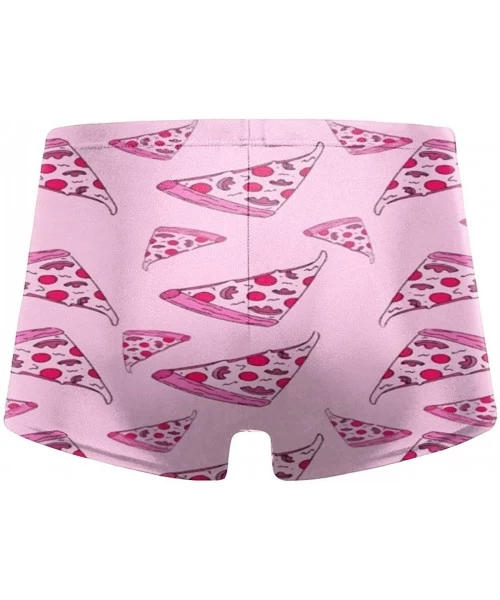 Briefs Pink Pizza Pattern Men's Swim Boxer Briefs Breathable Swimwear Sexy Square Leg Swimsuit Quick Dry Underwear Shorts - P...