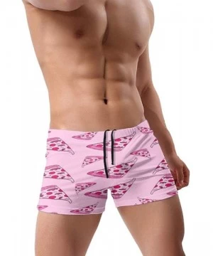 Briefs Pink Pizza Pattern Men's Swim Boxer Briefs Breathable Swimwear Sexy Square Leg Swimsuit Quick Dry Underwear Shorts - P...