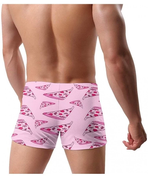 Briefs Pink Pizza Pattern Men's Swim Boxer Briefs Breathable Swimwear Sexy Square Leg Swimsuit Quick Dry Underwear Shorts - P...