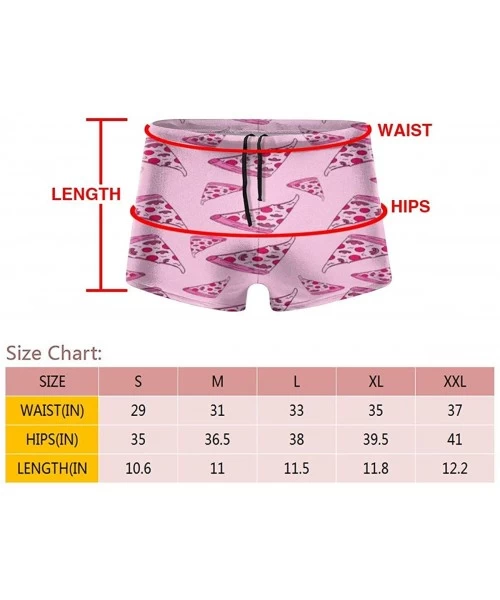 Briefs Pink Pizza Pattern Men's Swim Boxer Briefs Breathable Swimwear Sexy Square Leg Swimsuit Quick Dry Underwear Shorts - P...