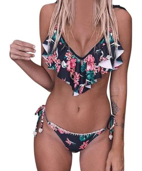 Sets Women's Bikini 2Pc Ruffled Swimsuits Tankini Set - Multi Color - CY180AMILAL