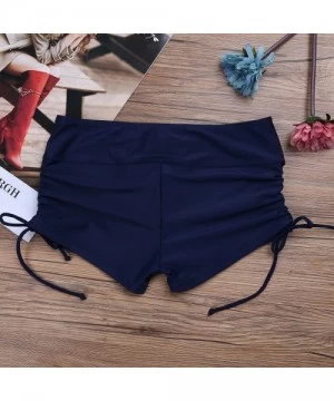 Board Shorts Women's Sporty Adjustable Ties Swim Briefs Boy Leg Fully Lined Bikini Bottoms Board Shorts - Navy - C218EIIZ8HZ