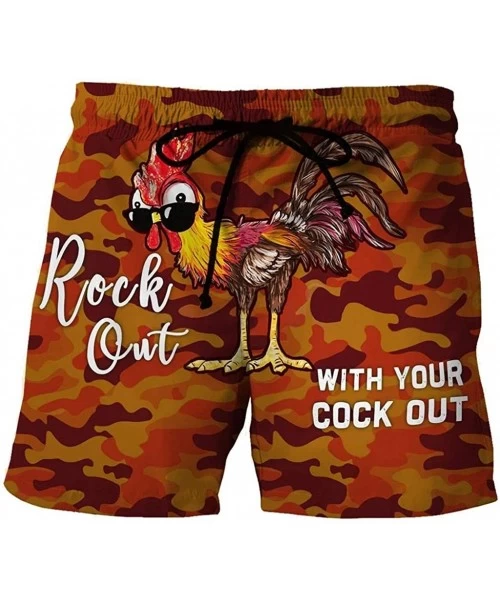 Board Shorts Men's Swim Trunks Summer Holiday Drawstring Shorts Cock Printed Beach Work Pants Trouser-Look at My Pecker - Red...