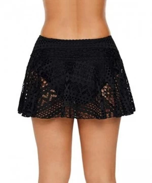 Tankinis Beach Board Shorts Women- Women's Lace Crochet Skirted Bikini Bottom Swimsuit Short Skort Swim Skirt - Black - CN18R...