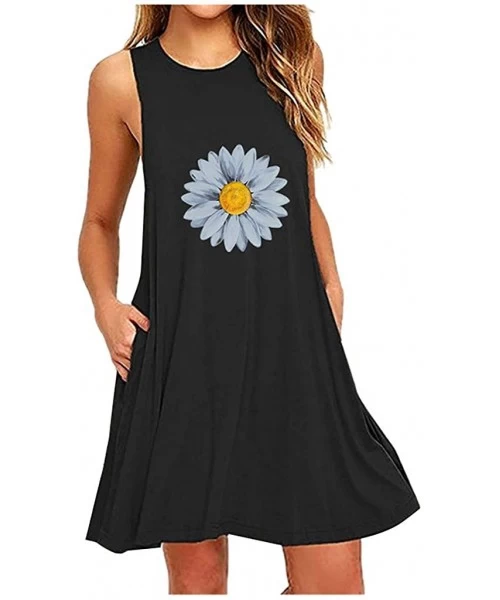 Cover-Ups Women's Dress Womens Dress Dress T-Shirt Tunic Midi Tank Beach Dress - Z-3 Black - CZ19CL5REHW