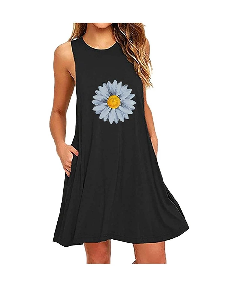 Cover-Ups Women's Dress Womens Dress Dress T-Shirt Tunic Midi Tank Beach Dress - Z-3 Black - CZ19CL5REHW