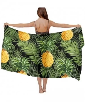 Cover-Ups Women Girl Fashion Chiffon Scarf Bikini Cover Up Summer Beach Sarong Wrap - Pineapple Palm Leaf - C319C4LH5AI