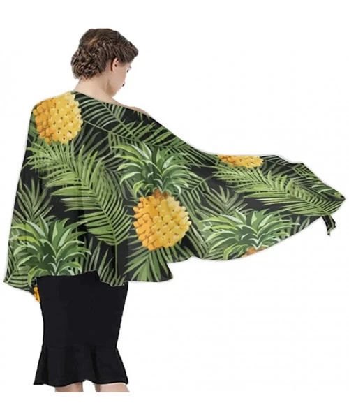 Cover-Ups Women Girl Fashion Chiffon Scarf Bikini Cover Up Summer Beach Sarong Wrap - Pineapple Palm Leaf - C319C4LH5AI