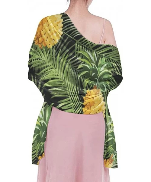 Cover-Ups Women Girl Fashion Chiffon Scarf Bikini Cover Up Summer Beach Sarong Wrap - Pineapple Palm Leaf - C319C4LH5AI