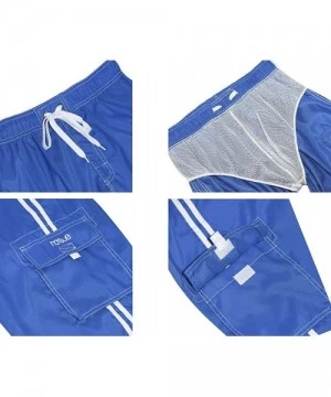 Board Shorts Men's Beachwear Board Shorts Quick Dry with Mesh Lining Swim Trunks - Sky Blue - CR12MYJD3CT