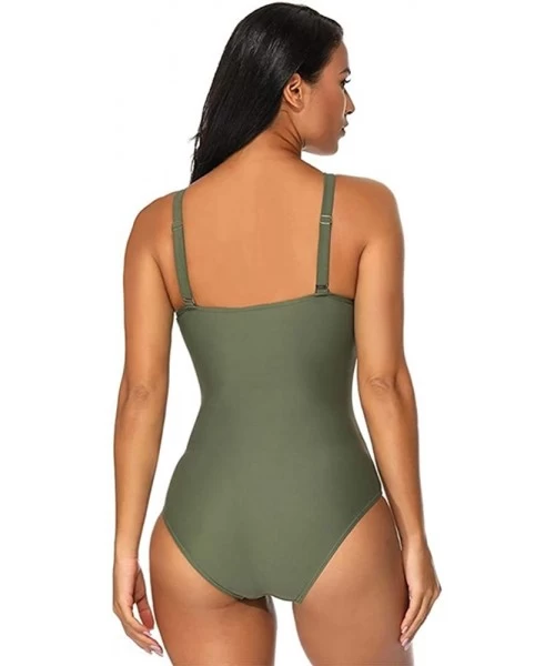 One-Pieces Women's one-Piece Swimsuits Sexy Hollow Out Bikini Beachwear Bathing Suits - Green - C118T92TDY5