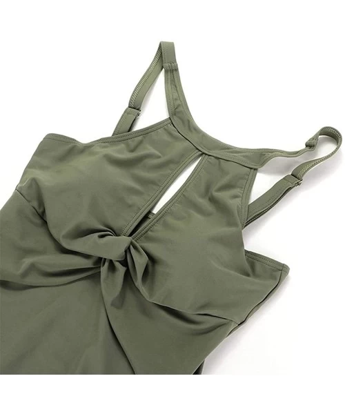 One-Pieces Women's one-Piece Swimsuits Sexy Hollow Out Bikini Beachwear Bathing Suits - Green - C118T92TDY5