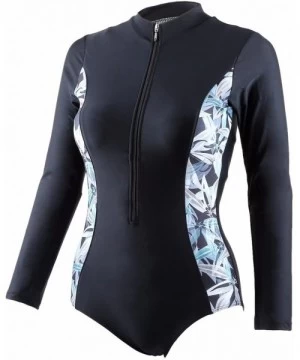 Racing One Piece Swimsuits for Women-Sun Protection Long Sleeve Rash Guards Surfing Beachwear - 2-black - C6189UDMQ48