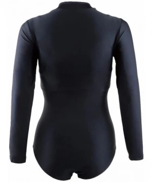 Racing One Piece Swimsuits for Women-Sun Protection Long Sleeve Rash Guards Surfing Beachwear - 2-black - C6189UDMQ48