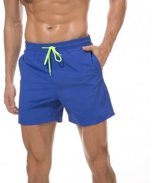 Rash Guards Men's Swimwear Solid Color Casual Swim Trunks Running Surfing Sports Shorts - Blue - CD194XNGQ3L