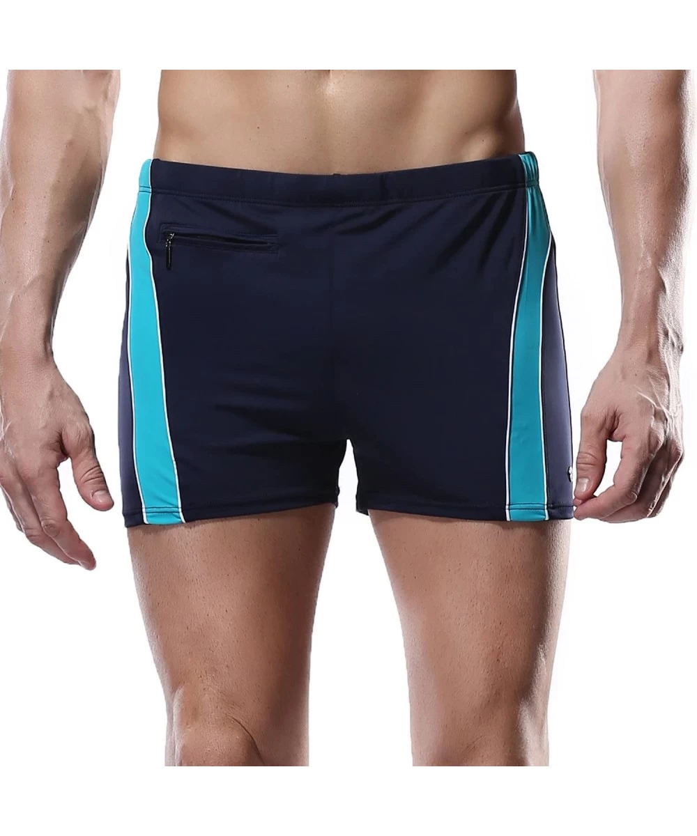 Racing Men Jammer Athletic Durable Long Swim Shorts Racing Polyester Swimsuit - Deep Blue - CD1822SG437