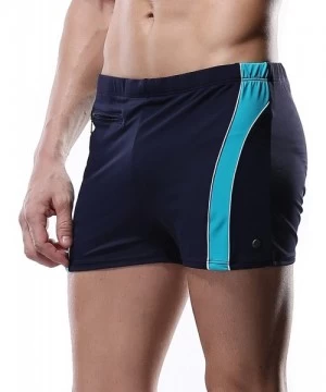 Racing Men Jammer Athletic Durable Long Swim Shorts Racing Polyester Swimsuit - Deep Blue - CD1822SG437