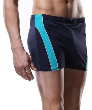 Racing Men Jammer Athletic Durable Long Swim Shorts Racing Polyester Swimsuit - Deep Blue - CD1822SG437