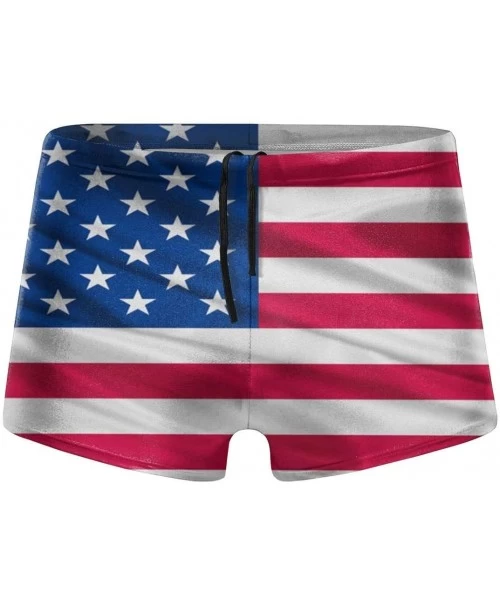 Briefs American Flag Men Swimwear Bikini Swim Brief Board Shorts Surf Boxer Trunks Swimsuits - Black - CT18XET4DYA