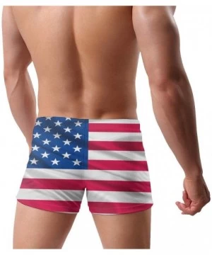 Briefs American Flag Men Swimwear Bikini Swim Brief Board Shorts Surf Boxer Trunks Swimsuits - Black - CT18XET4DYA