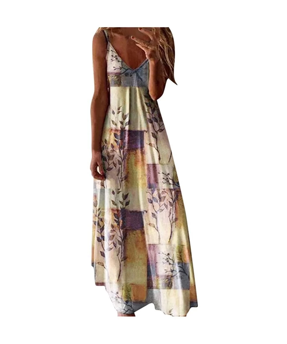 Cover-Ups Tunic Dresses for Women Casual Floral Printing Dress Maxi Dress V-Neck Dresses Beach Long Sundress Plus Size - W-2 ...