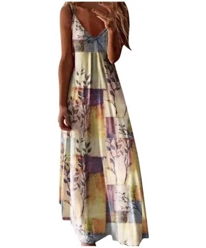 Cover-Ups Tunic Dresses for Women Casual Floral Printing Dress Maxi Dress V-Neck Dresses Beach Long Sundress Plus Size - W-2 ...