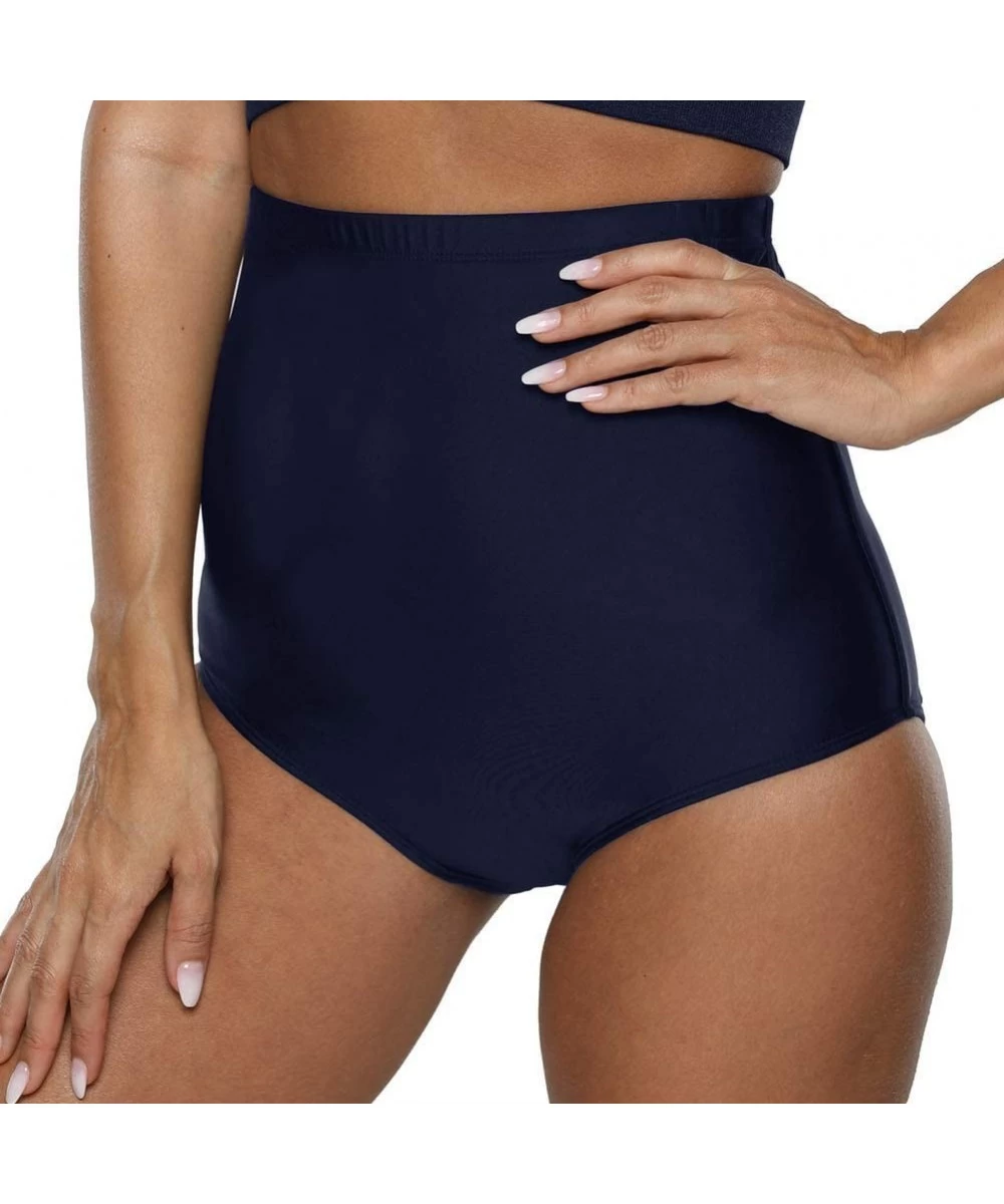 Tankinis Women's Swim Bottom Ultra High Waisted UPF50+ Swimsuit Bikini Brief - Navy - CK195A67AYL