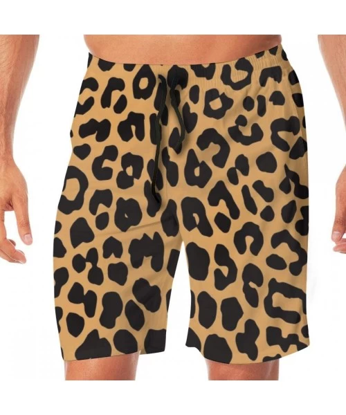 Board Shorts Men's Quick Dry Printed Short Swim Trunks 2 Pockets No Mesh Lining Swimwear - Cool Animal Leopard Print - CU190S...