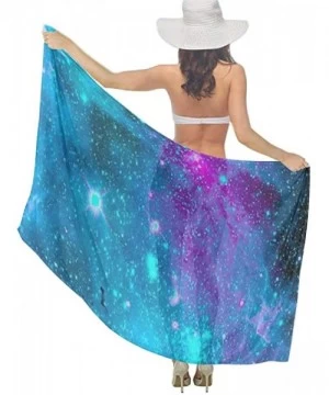 Cover-Ups Women's Swimwear Cover Ups- Summer Vacation Beach Sarong Soft Shawl Wrap - Purple Galaxy Sky - CH19C4IO54I