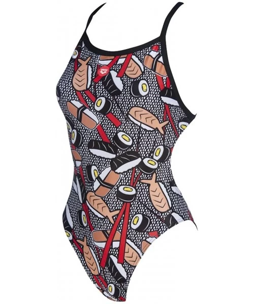 Racing Women's Crazy Sushi X Criss-Cross Back MaxLife One Piece Swimsuit - Black-multicolor - CQ18X27X9XI