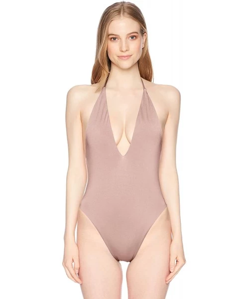 One-Pieces Women's Solid Plunge Mio One Piece Swimsuit - Blush - CZ185QHXEKK