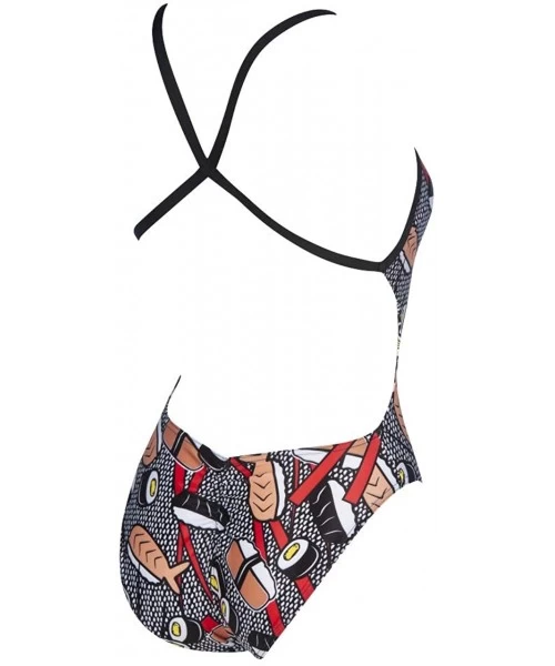 Racing Women's Crazy Sushi X Criss-Cross Back MaxLife One Piece Swimsuit - Black-multicolor - CQ18X27X9XI