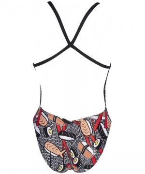 Racing Women's Crazy Sushi X Criss-Cross Back MaxLife One Piece Swimsuit - Black-multicolor - CQ18X27X9XI