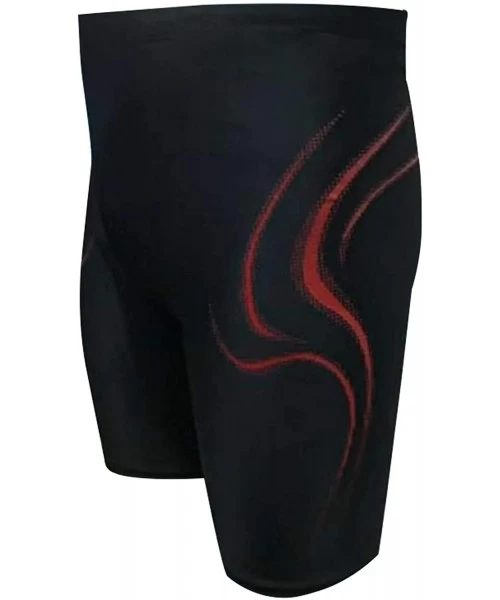 Racing Men's Big Size Solid Training Sports Swim Jammers - Red Fireworks Printing - CR18QL8S9MH