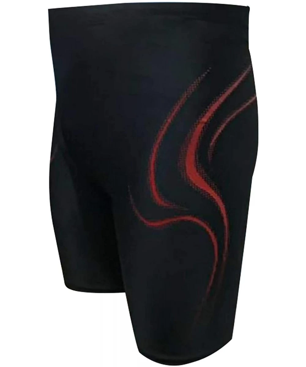 Racing Men's Big Size Solid Training Sports Swim Jammers - Red Fireworks Printing - CR18QL8S9MH