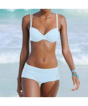 Bottoms Women Padded Tankini Set Sporty with Boy Shorts Bikini Swimsuit Summer Comfort Fit Swimwear Bathing Suits - White - C...